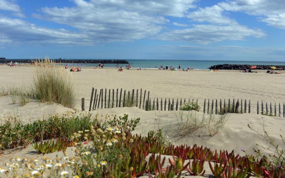 App 4 pers, accès direct plage, parking, Terrasse Agde Esterno foto